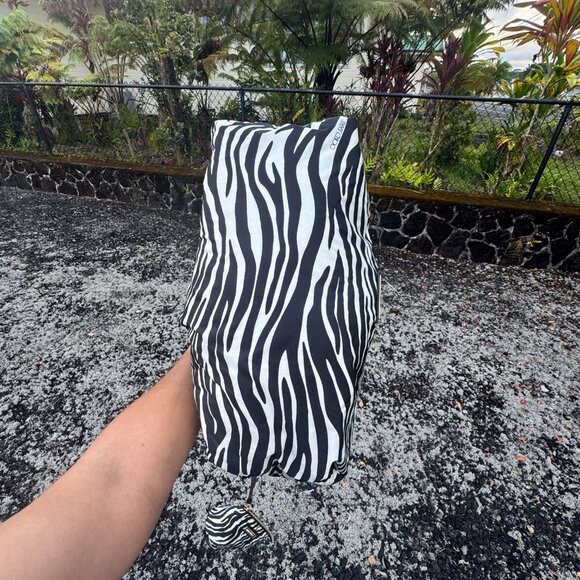 Jimmy Choo (Made in Italy) Zebra-Print Nylon Tote Bag + Matching Pouch - Picture 10 of 15